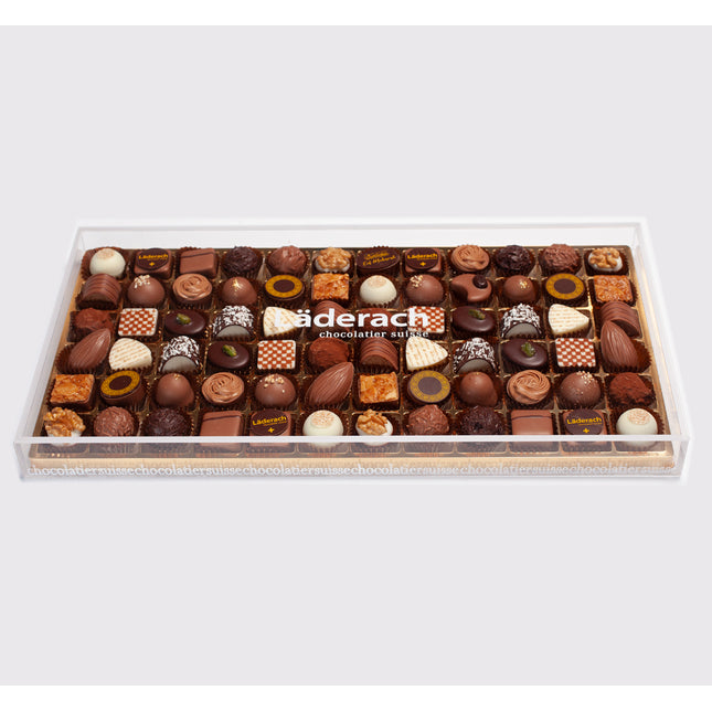 72 pieces of Pralines in a Plexi box